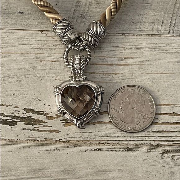 Judith Ripka Smokey Quartz Heart Enhancer Silk Cord Necklace - Picture 7 of 8
